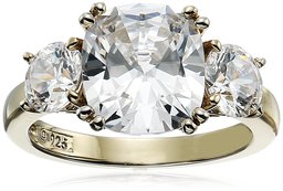 Yellow-Gold-Plated Sterling Silver Cushion Cut Celebrity Meghan Ring with Swarovski Zirconia accent, Size 8