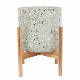 Amazon Brand – Rivet Terrazzo Planter with Wood Stand, 12.6