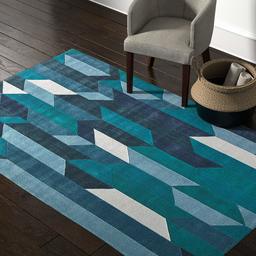 Amazon Brand – Rivet Geometric Color Blocking Rug, 5' x 8', Blue