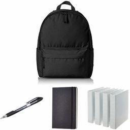 Amazonbasics Classic Backpack with Gel Ink Pens, Classic Notebook (Ruled) and 3-Ring Binder