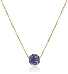 10K Yellow Gold Tanzanite Swarovski Crystal Slide Ball Pendant Necklace with Gold Filled Chain, 18