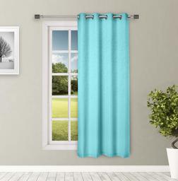 Amazon Brand - Solimo Magnolia Door Curtain, 7 feet - Set of 1 (Turquoise Blue)