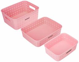 Amazon Brand - Solimo Fruit Basket Set (3 pieces, Pink)