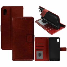 Amazon Brand - Solimo Flip Leather Mobile Cover (Soft & Flexible Back case) for Mi Redmi 7A (Brown)