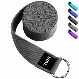 UMI. Essentials - Cinturón para Yoga con Libro electrónico de Regalo, 1,8 m (Gris)