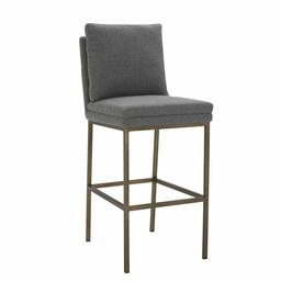 Amazon Brand – Rivet Lundberg Contemporary Upholstered Barstool with Brass Legs, 44.5