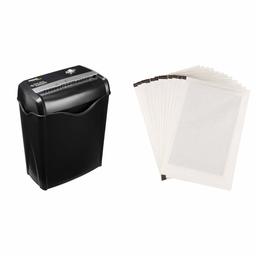 AmazonBasics 5-6 Sheet Cross Cut paper and credit card shredder & Shredder Sharpening & Lubricant Sheets - Pack of 12