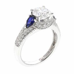 [Find] Amazon Collection roziumumekkisuta-ringusiruba-rabo Made in Blue Sapphire and kuriakyu-bikkuzirukoniaringu, Size 14 