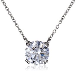 Platinum-Plated Sterling Silver Swarovski Zirconia 3 ct Round Solitaire Pendant