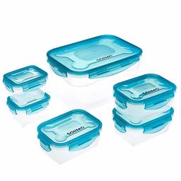 Amazon Brand - Solimo Plastic Food Storage Container Set, (6 pieces, 2*150ml, 2*220ml,1*330ml, 1*1L)