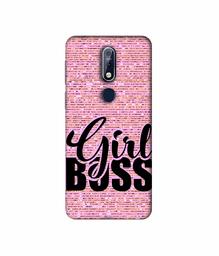 Amazon Brand - Solimo Designer Girl Boss On Pink Sparkle 3D Printed Hard Back Case Mobile Cover for Nokia 7.1