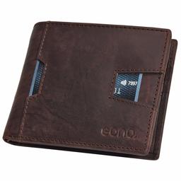 Eono by Amazon Front Portefeuille en Cuir - Portefeuilles Minces avec Protection RFID et Poche à Monnaie zippée (Marron)