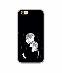 Amazon Brand - Solimo Designer Couples Standing in Rain UV Printed Soft Back Case Mobile Cover for Oppo A57