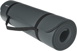 AmazonBasics Extra Thick Exercise Yoga Gym Floor Mat with Carrying Strap - 74 x 24 x .5 Inches, Grey