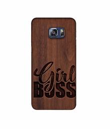 Amazon Brand - Solimo Designer Girl Boss On Wood 3D Printed Hard Back Case Mobile Cover for Samsung Galaxy S6 Edge Plus