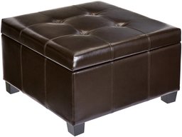 First Hill Damara Square-Shaped Large Faux-Leather Storage Ottoman - Bittersweet Chocolate