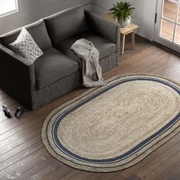 Stone & Beam Contemporary Rikki Border Jute Rug, 5' x 8', Navy