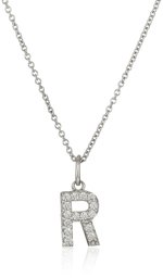 Amazon CollectionPlatinum Plated Sterling Silver Swarovski Zirconia Initial