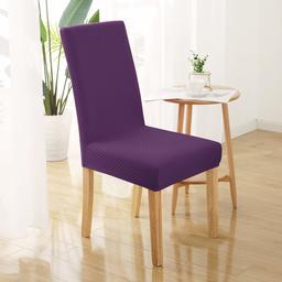 UMI by Amazon 2 PCS Dot Jacqurd Removable Chair Slipcover Washable Spandex Chair Covers Stretch Chair Covers Chair Seat Protectors Chair Seat Protector for Dinning Room Purple