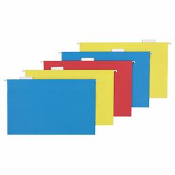 AmazonBasics Hanging File - Basic, 1/5 Tab, Assorted (Blue, Green, Orange, Red, Yellow), Legal, 25 per Box