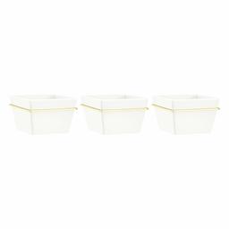 AmazonBasics Wall Planter, Square - White/Brass (3-Pack)