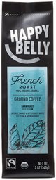 Amazon Brand - Happy Belly French Roast Organic Fairtrade Coffee, Dark Roast, Ground, 12 ounce