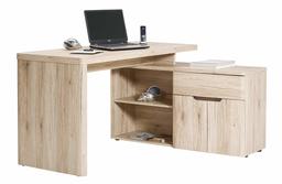 Amazon Brand - Movian Olton 2-Door 1-Drawer Corner Desk with 2-Storage Compartments, 140 x 117 x 77cm, Light Brown Oak-Effect