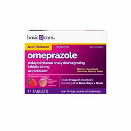 Basic Care Omeprazole Orally Disintegrating Tablets, Strawberry Flavor, 14 Count