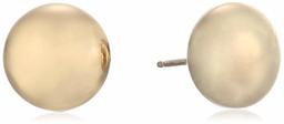 Women's 14Kt Flat Ball Stud Earrings 8mm With Silicone Covered Pushbacks, Gold, One Size