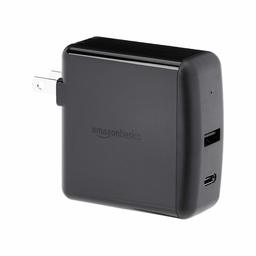 AmazonBasics - Cargador de Pared de 2 Puertos (51W) con 1 Puerto USB-A y 1 Puerto USB-C con Entrega de alimentación de 30 W