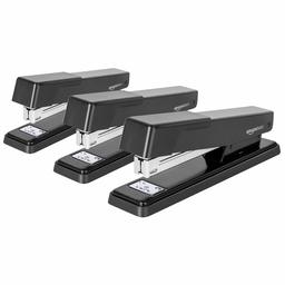 AmazonBasics Light Duty Metal Stapler, 20 Sheet Capacity - Black,3 pack