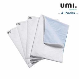 UMI. Essentials Washable Bed Protector with Tucks - Incontinence Pad - Toilet Training Sleep Mat, Blue - Pack of 4 (70x90cm)