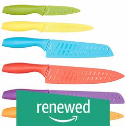 AmazonBasics 12-Piece Colored Kitchen Knife Set (Renewed)