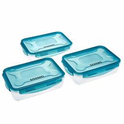 Amazon Brand - Solimo Plastic Food Storage Container Set, (3 pieces, 1.2L)