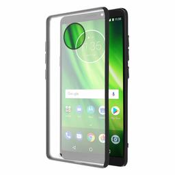 Amazon Brand - Solimo Mobile Cover (Hard Back & Black Flexible Bumper) for Moto G6 (Transparent)