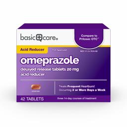 Basic Care Omeprazole Delayed Release Tablets, Acid Reducer, 20 mg, 42 Count