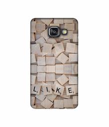 Amazon Brand - Solimo Designer Like On Wooden Block 3D Printed Hard Back Case Mobile Cover for Samsung Galaxy A3 (2016)