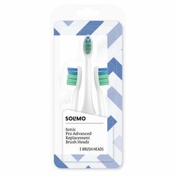 Amazon Brand - Solimo Sonic Pro Advanced Replacement Brush Heads, 3 Count (Fits PHILIPS Sonicare Click-On Electric Toothbrushes)