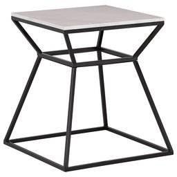 Amazon Brand – Rivet Mid-Century Modern White Marble and Metal Side End Table, 22