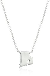 Sterling Silver Stationed Mini State Rhode Island Pendant Necklace, 16