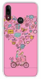 Amazon Brand - Solimo Designer Multicolor Happy Love Pink Pattern Printed Soft Back Case Mobile Cover for Motorola Moto E6s / Motorola Moto E6 Plus