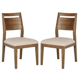 Stone & Beam Hughes Casual Wood Dining Room Kitchen Chairs, Beige, Set of 2