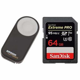 AmazonBasics Wireless Remote Control for Nikon Digital SLR Cameras and SanDisk Extreme Pro 64GB SD