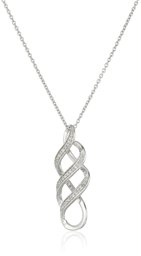 Sterling Silver Diamond Twist Pendant Necklace (1/10 cttw), 18