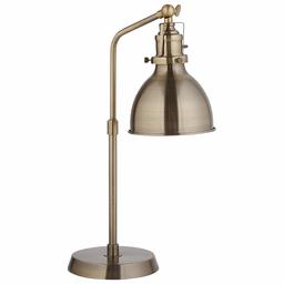 Amazon Brand – Rivet Pike Factory Industrial Table Lamp With Light Bulb - 6 x 13 x 19 Inches, Antique Brass