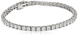 Platinum Plated Sterling Silver Tennis Bracelet set with Round Cut Swarovski Zirconia (18.72 cttw), 8