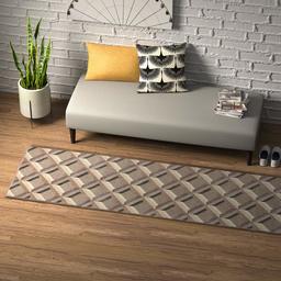 Amazon Brand – Rivet Motion Modern Grid Pop Runner Rug, 2' 3'' x 8', Stone