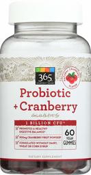 365 Everyday Value, Probiotic + Cranberry Gummies 1 Billion CFU, 60 ct