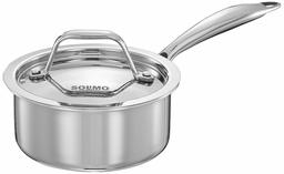 Amazon Brand - Solimo Tri-ply Stainless Steel Induction Base Sauce Pan with Steel lid (14cm, 1L)