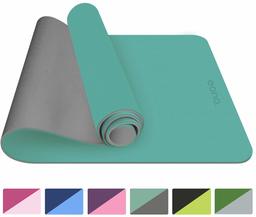 Eono by Amazon - Gymnastikmatte Yogamatte Gepolstert & rutschfest für Fitness Pilates & Gymnastik (Mint/Grau, 183cm*61cm/72 * 24 in)